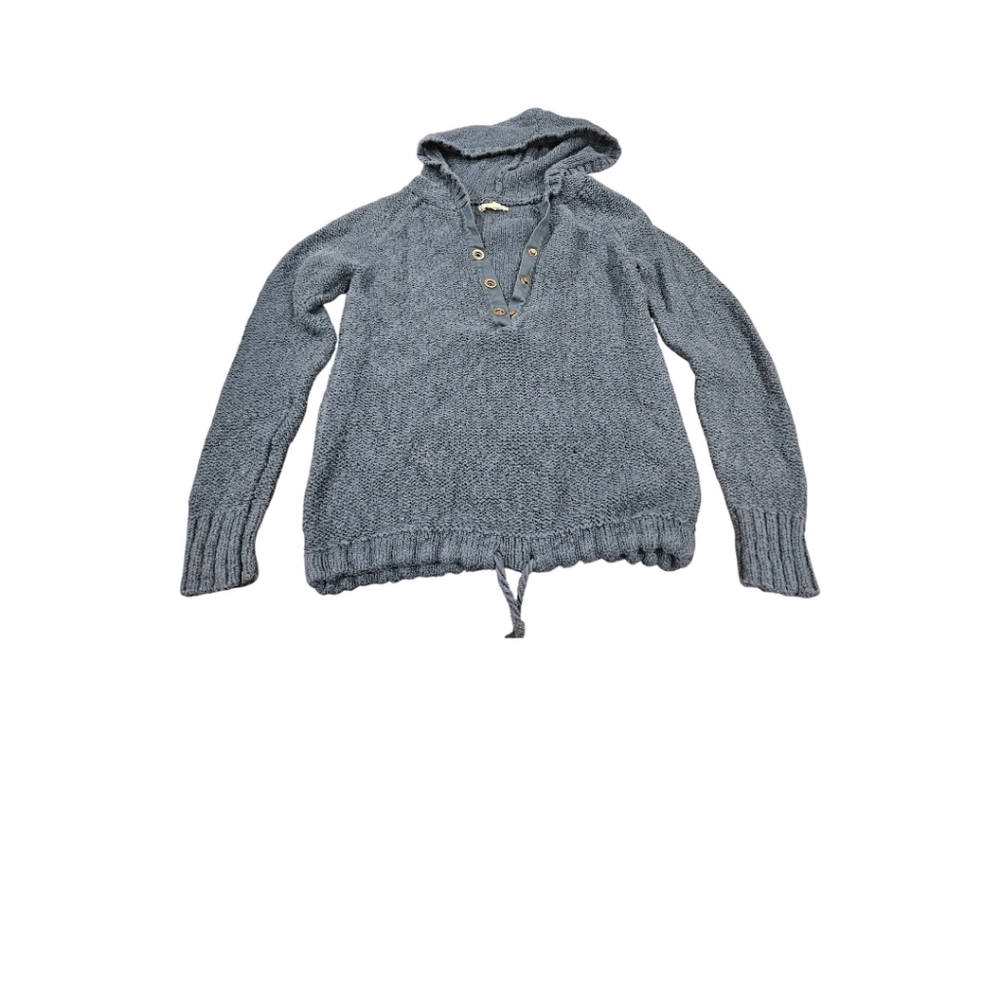 Vintage Y2K Old Navy Lace Up Hoodie Sweater Elbow Patch Coastal Academia M